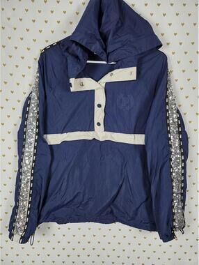 Victorias Secret Pink BLING logo Sequined windbreaker hoodie jacket blue MED LAR